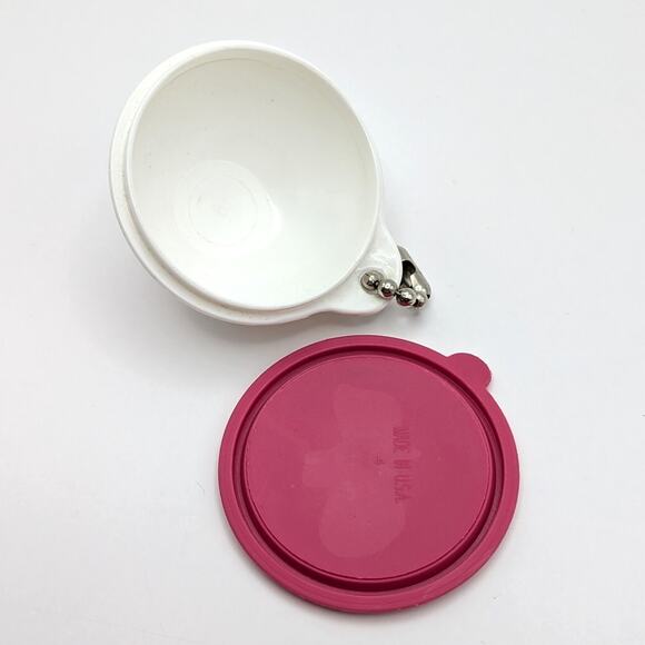 Vintage Plastic Tupperware Miniature Thatsabowl Pink Lid Keychain Trinket - Picture 6 of 6